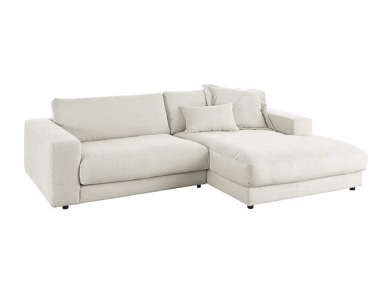 Ecksofa - Hellgrau Cord - MADELINE