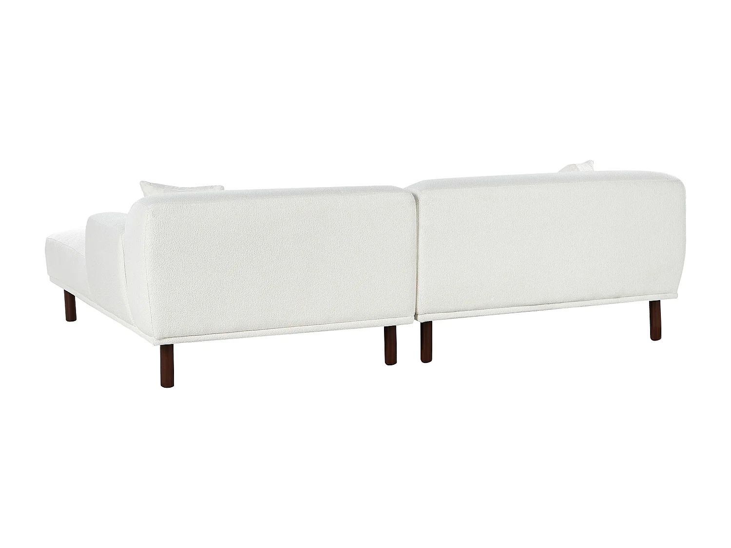 Ecksofa HOLT Bouclé Weiss mit Ottomane 3-Sitzer linksseitig