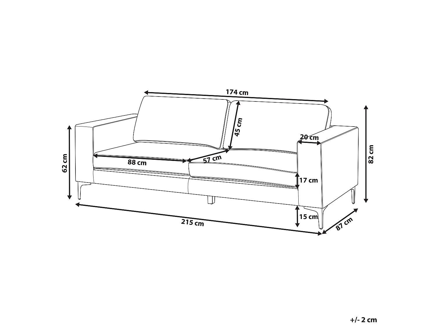 Sofa VADSTENA Bouclé Cremeweiss 3-Sitzer