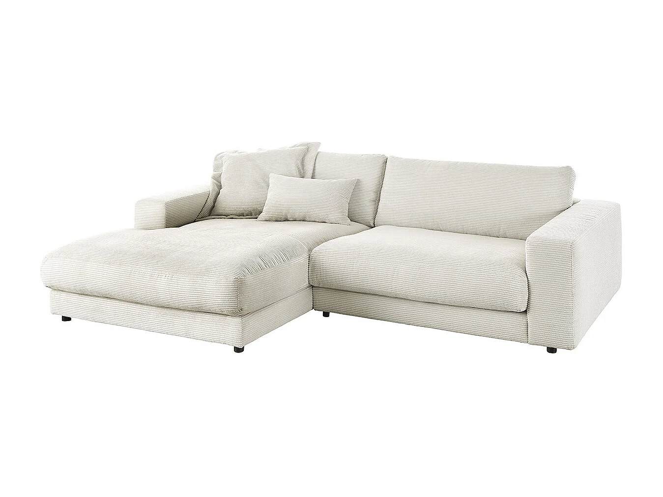 Ecksofa - Cremeweiß Cord - MADELINE