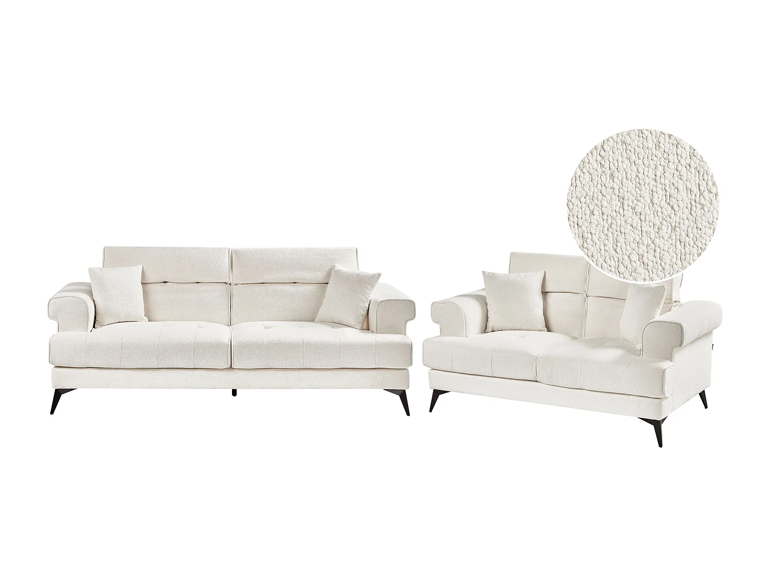 Sofa Set Stoff Weiß 5-Sitzer gepolstert verstellbare Kopfstützen Skive