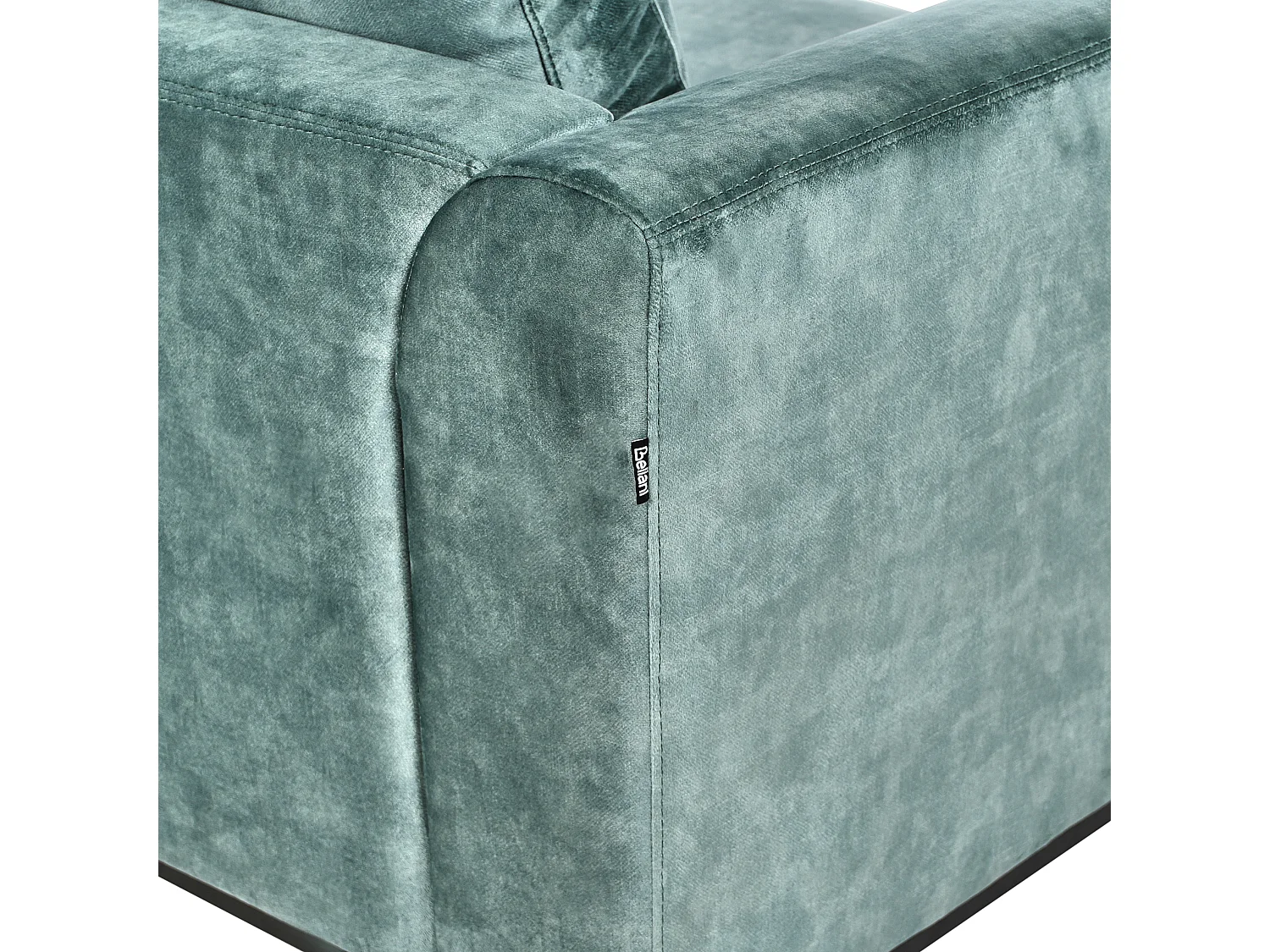 4-Sitzer Ecksofa Samt blaugrün mit Chaiselongue rechts Edelstahlfüße schwarz Oslo