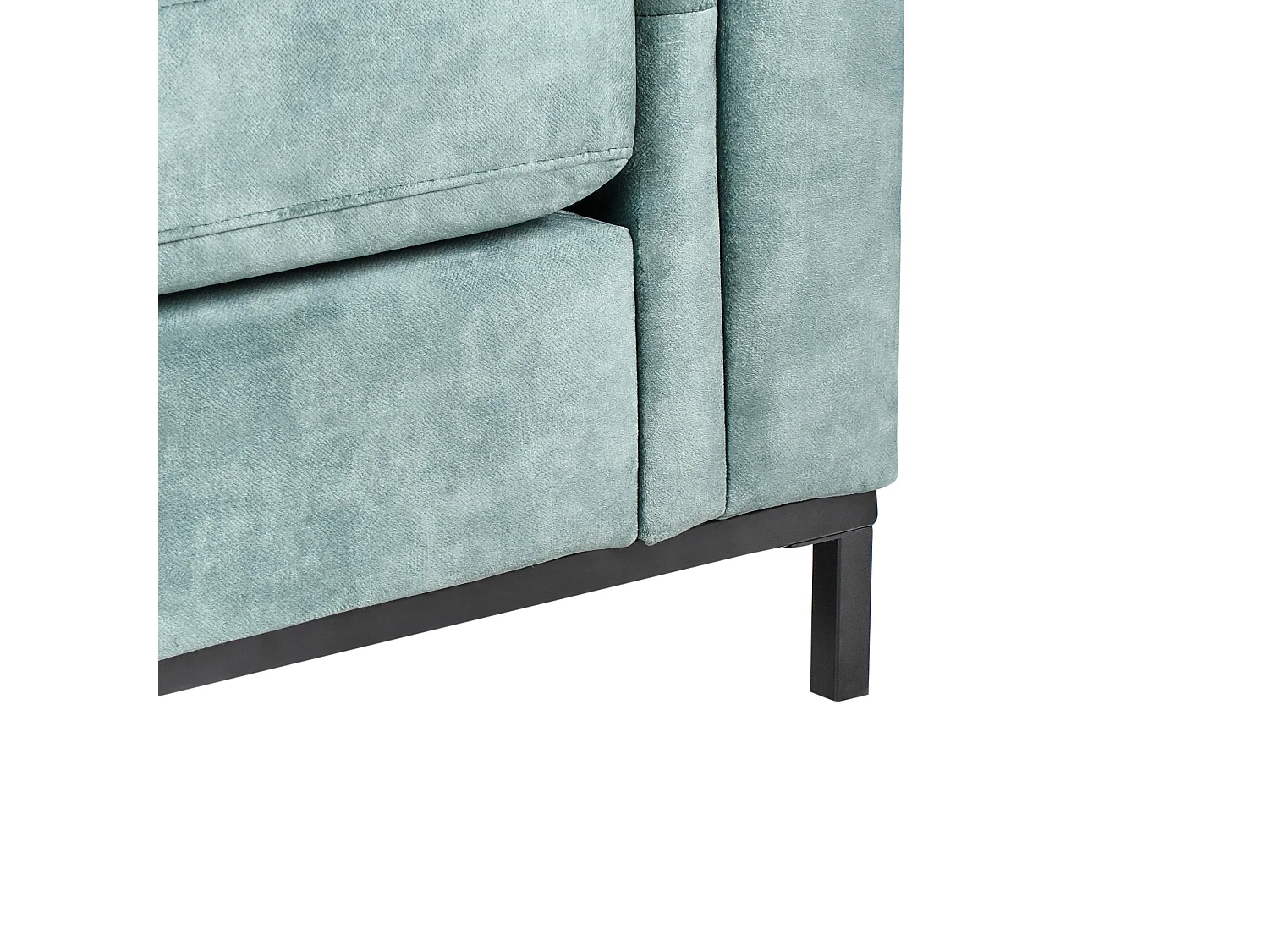 4-Sitzer Ecksofa Samt blaugrün mit Chaiselongue rechts Edelstahlfüße schwarz Oslo