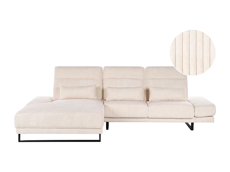 Ecksofa IKAST Cord Beige 4-Sitzer rechtsseitig