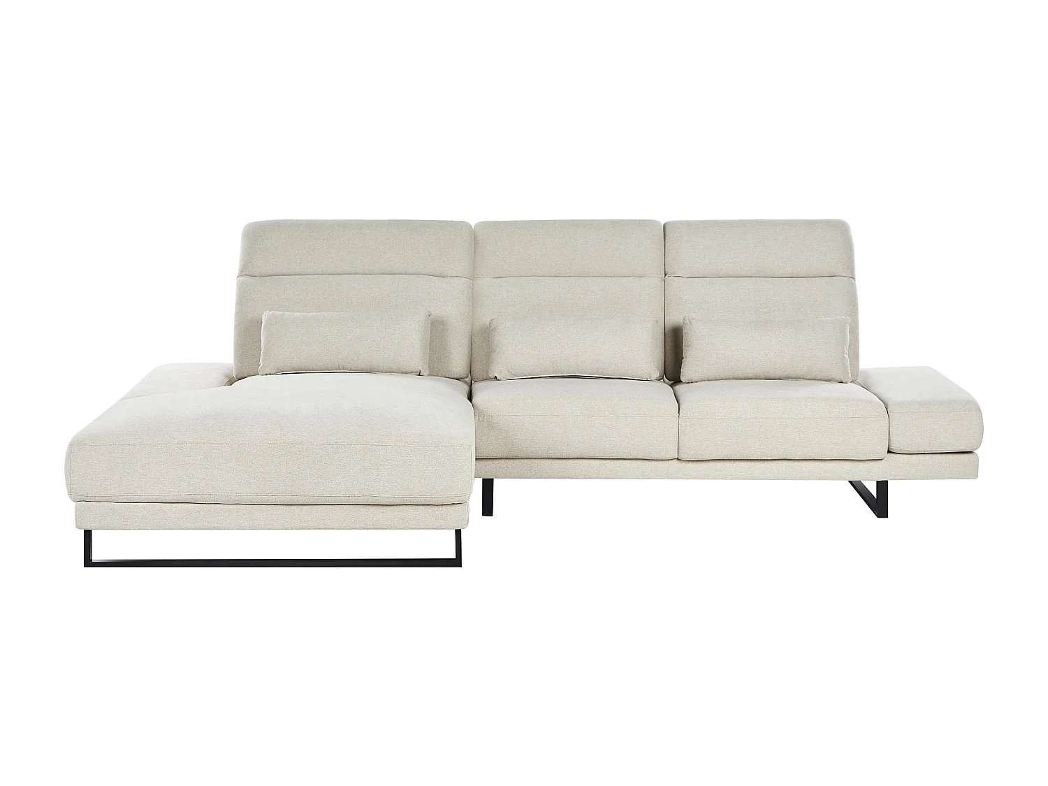 Sofá de canto IKAST Tecido Creme claro 4 lugares à direita