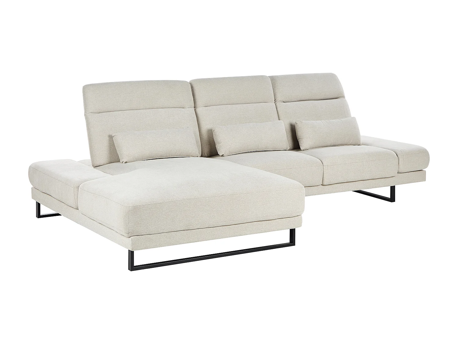 Sofá de canto IKAST Tecido Creme claro 4 lugares à direita