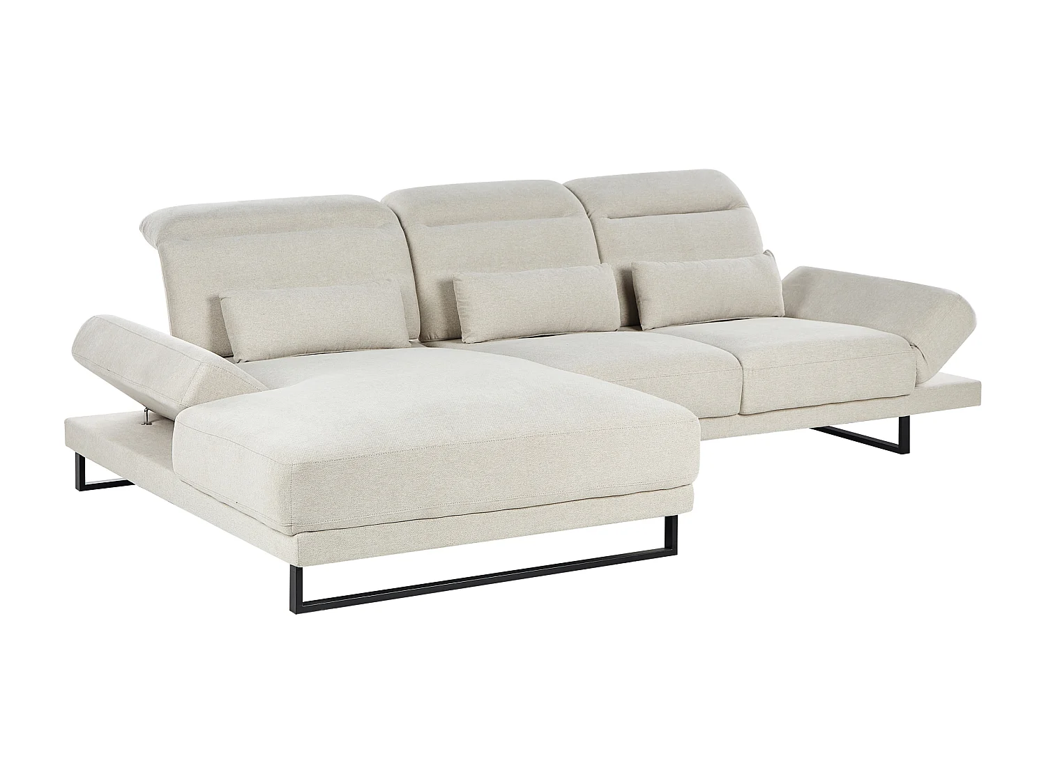 Sofá de canto IKAST Tecido Creme claro 4 lugares à direita