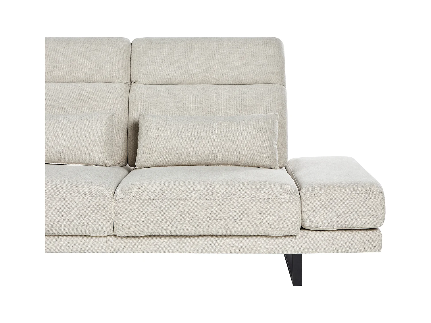 Canapé d'Angle à gauche Rembourré Meuble de Salon Pieds en Acier Accoudoirs et Dossier Réglables en Polyester Beige Clair Ikast