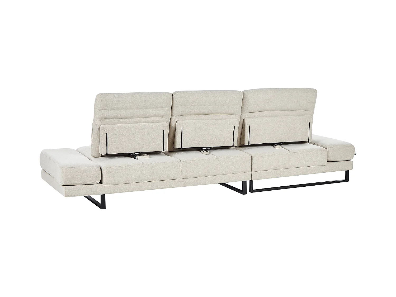 Canapé d'Angle à gauche Rembourré Meuble de Salon Pieds en Acier Accoudoirs et Dossier Réglables en Polyester Beige Clair Ikast