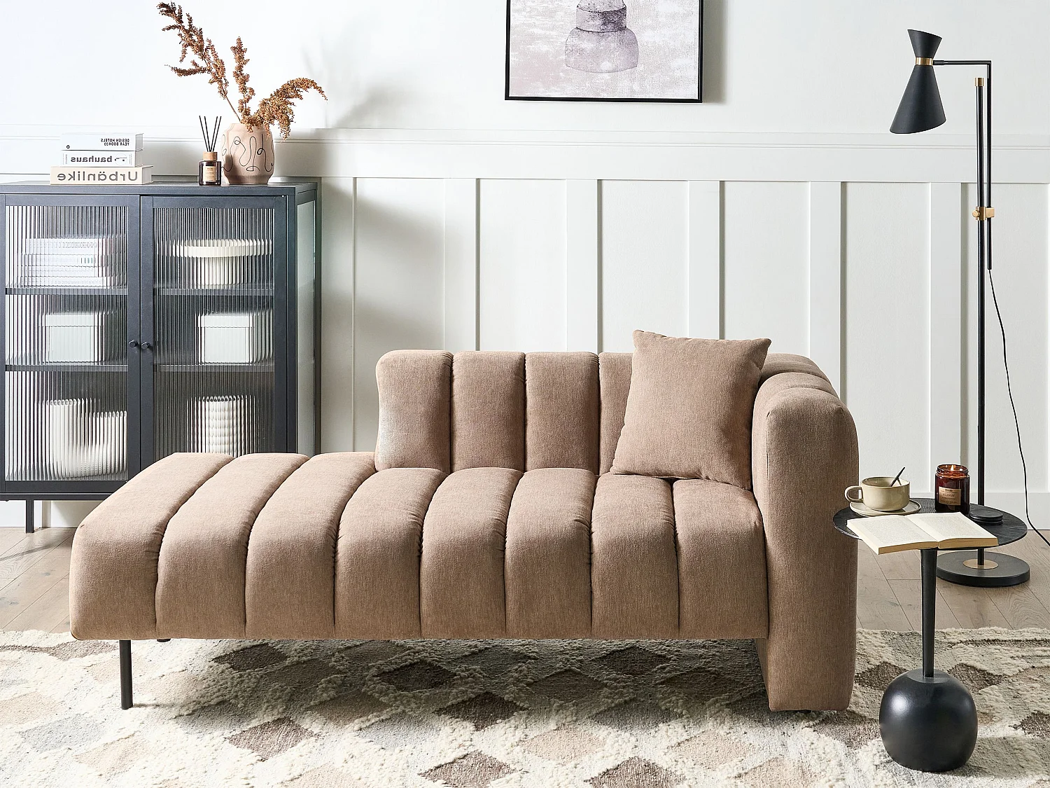 Chaise longue côté droit LANNILS Tissu Marron clair