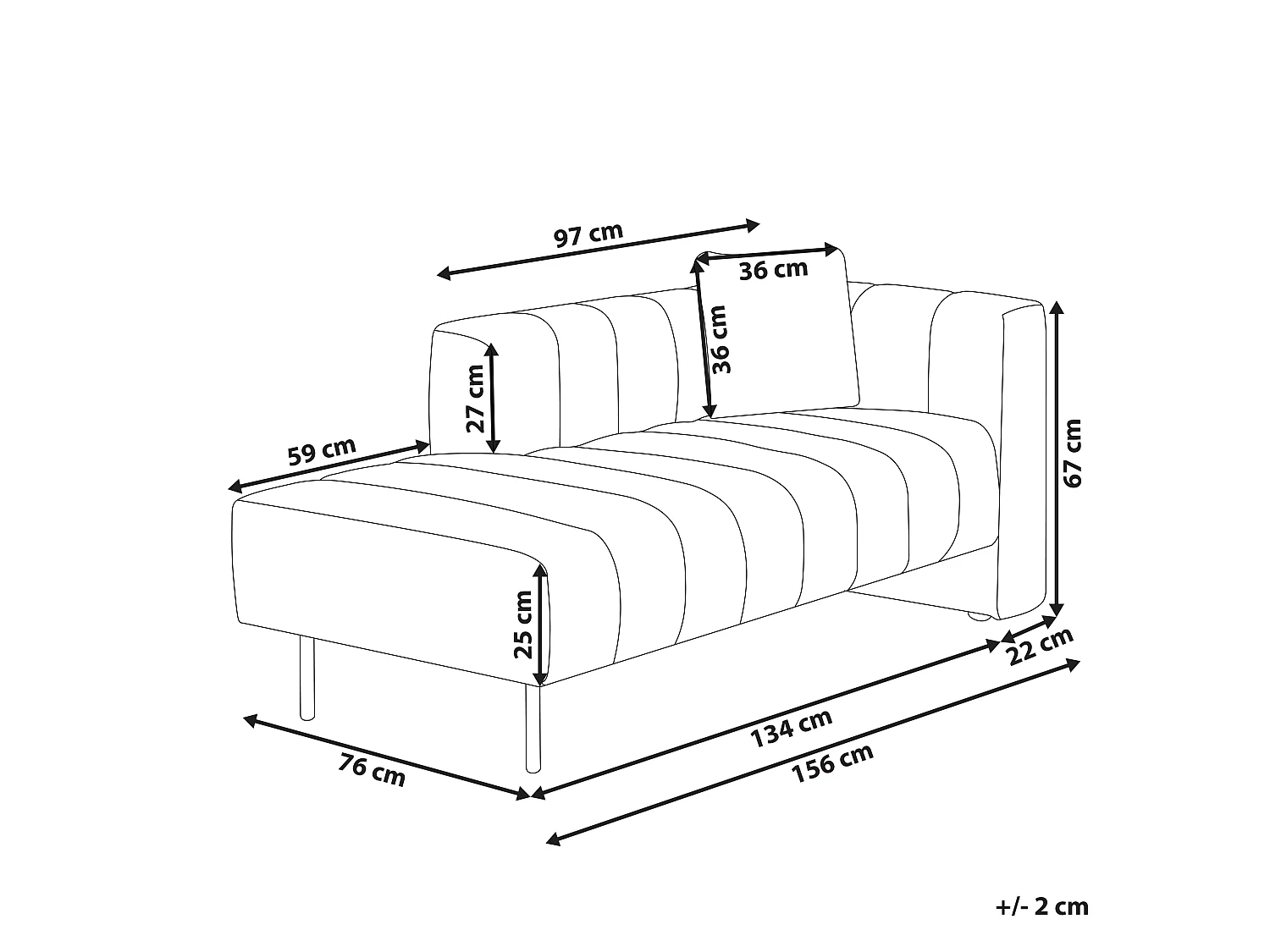 Chaise longue côté droit LANNILS Tissu Marron clair