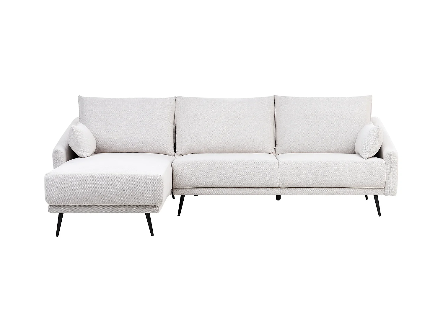 Canapé d'Angle à gauche Moderne 3 Places avec Chaise Longue en Tissu Blanc Cassé Varde
