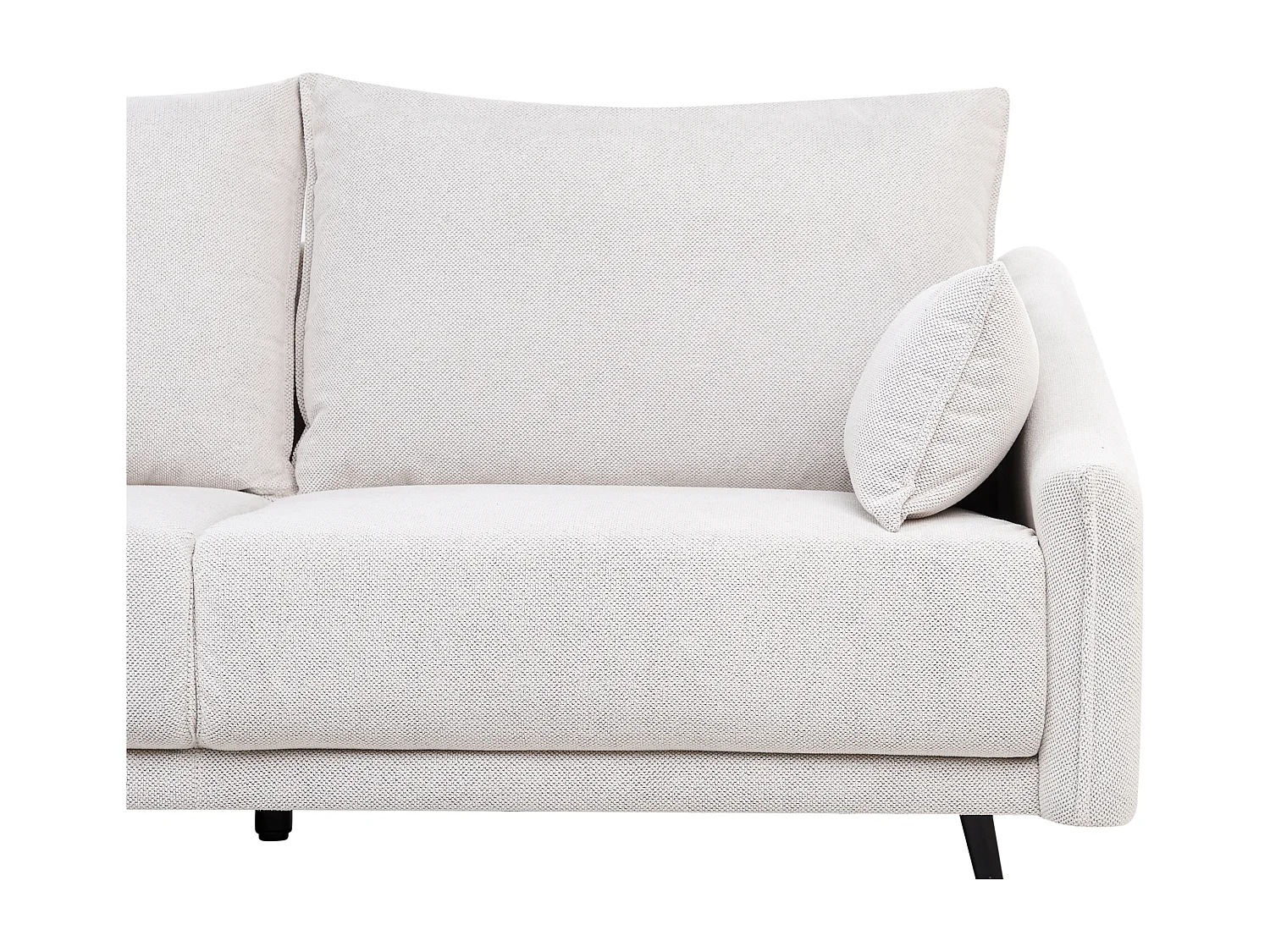 Canapé d'Angle à gauche Moderne 3 Places avec Chaise Longue en Tissu Blanc Cassé Varde