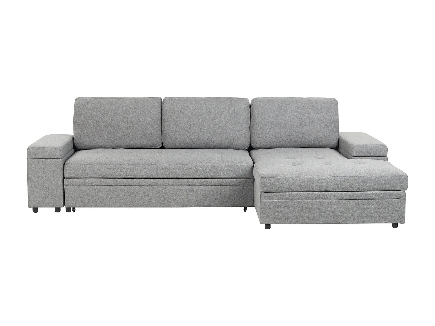 Sofá-cama de canto HRISEY Linho sintético Cinzento com arrumação 3 lugares à esquerda