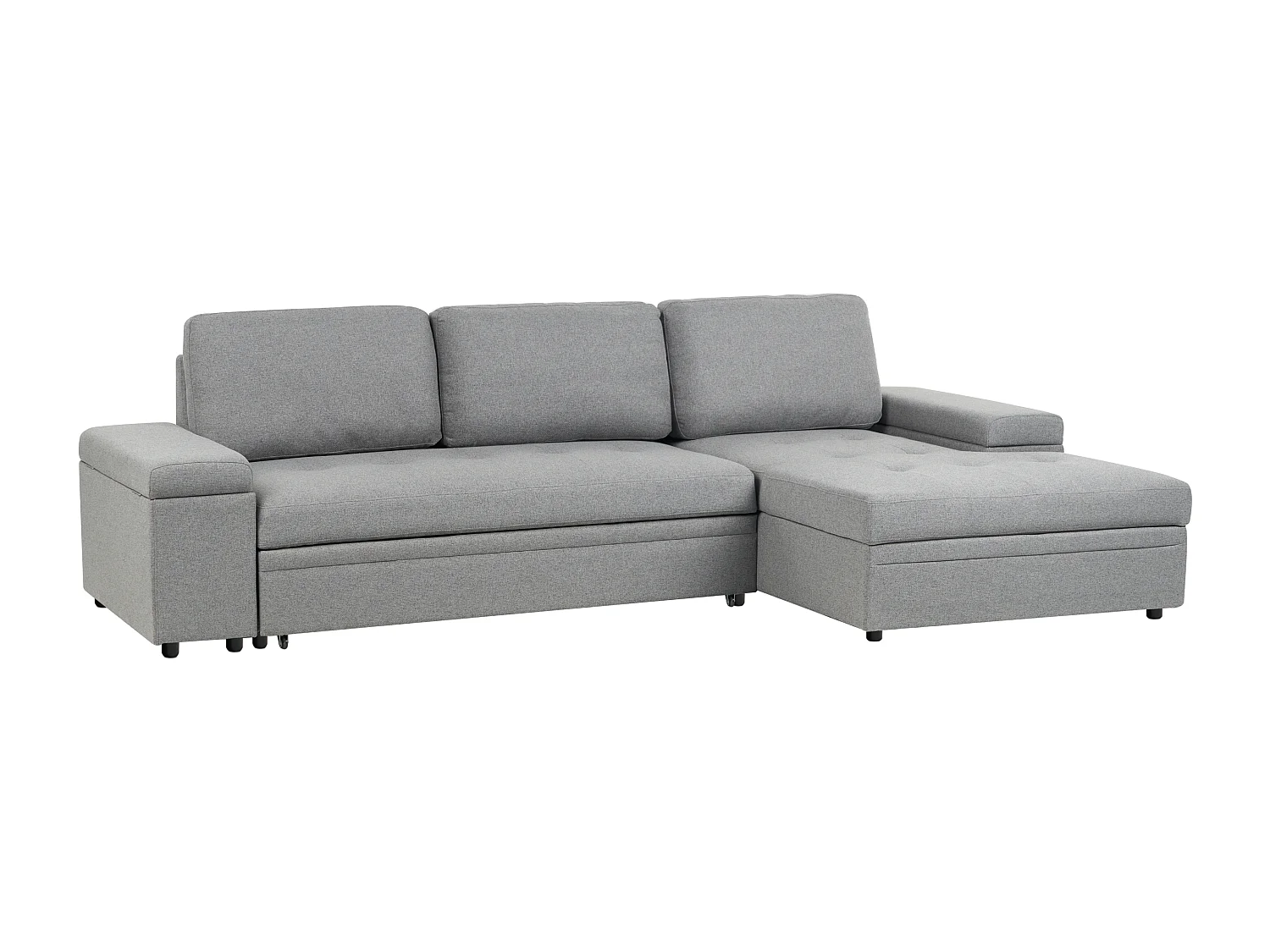 Sofá-cama de canto HRISEY Linho sintético Cinzento com arrumação 3 lugares à esquerda