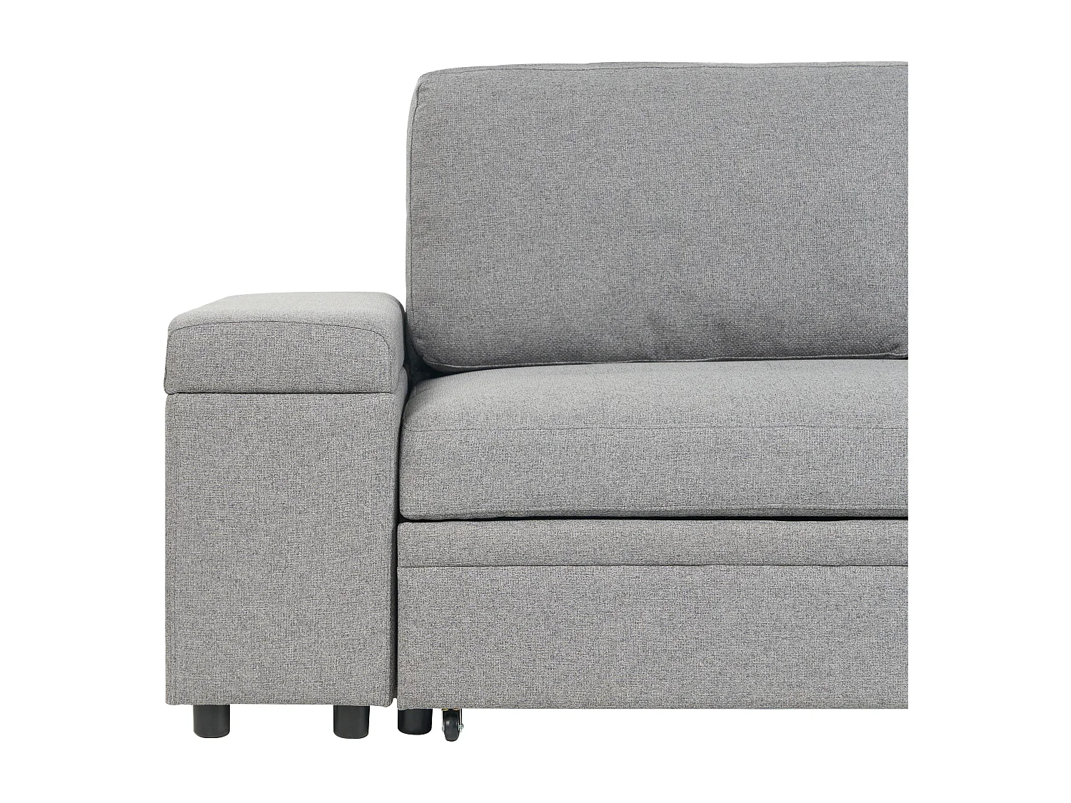 Sofá-cama de canto HRISEY Linho sintético Cinzento com arrumação 3 lugares à esquerda