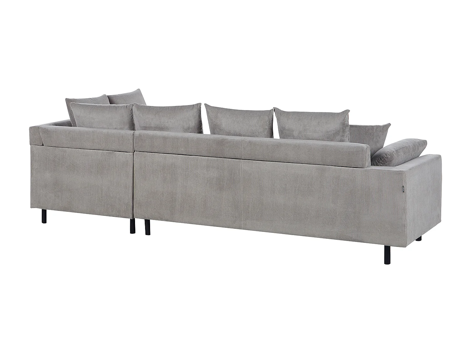 Canapé d'Angle à droite Moderne en Velours Côtelé Coussins en Tissu Pieds en Métal Gris Clair Lunner