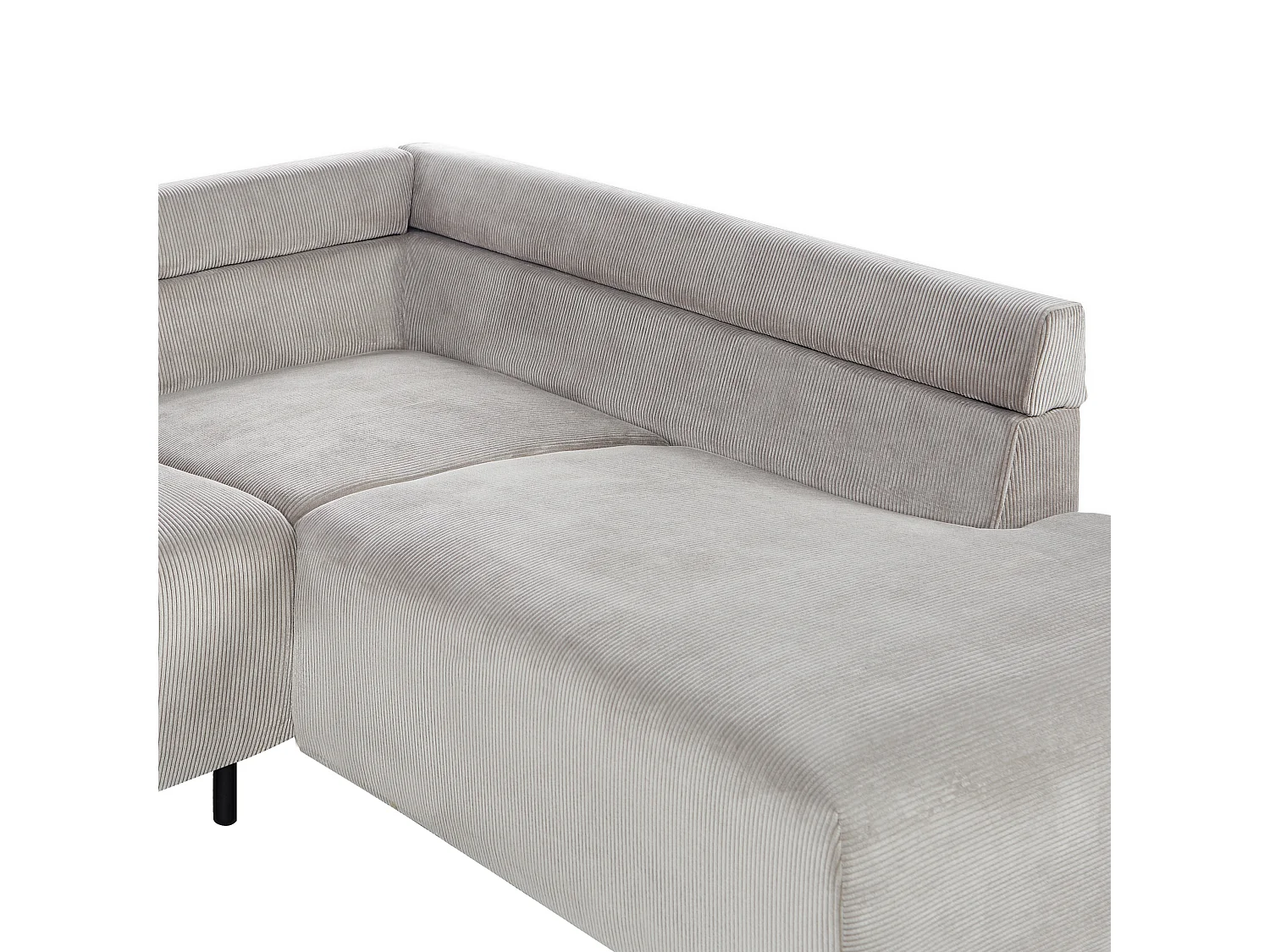 Canapé d'Angle à droite Moderne en Velours Côtelé Coussins en Tissu Pieds en Métal Gris Clair Lunner