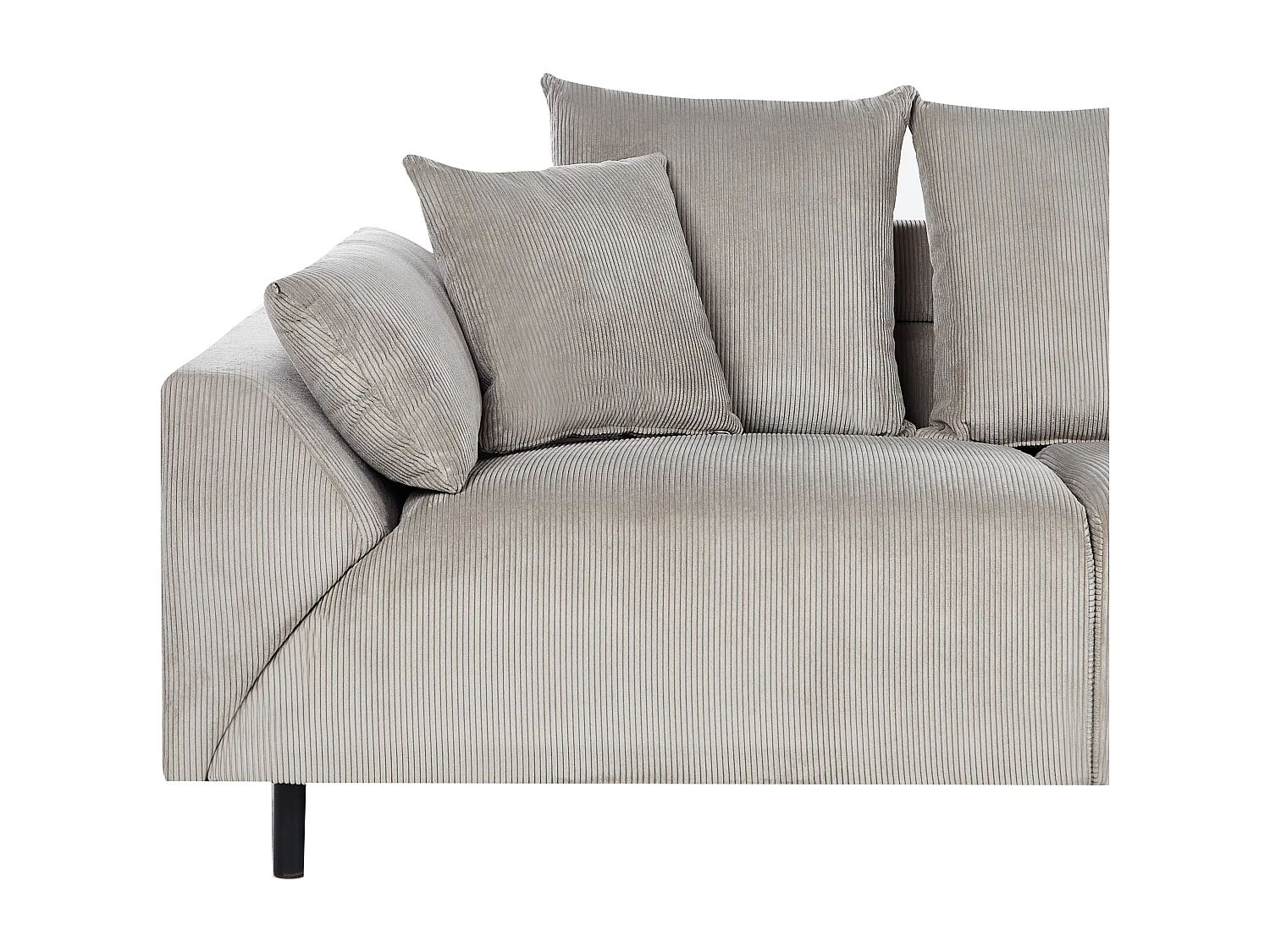 Canapé d'Angle à Gauche Moderne en Velours Côtelé Coussins en Tissu Pieds en Métal Gris Clair Lunner