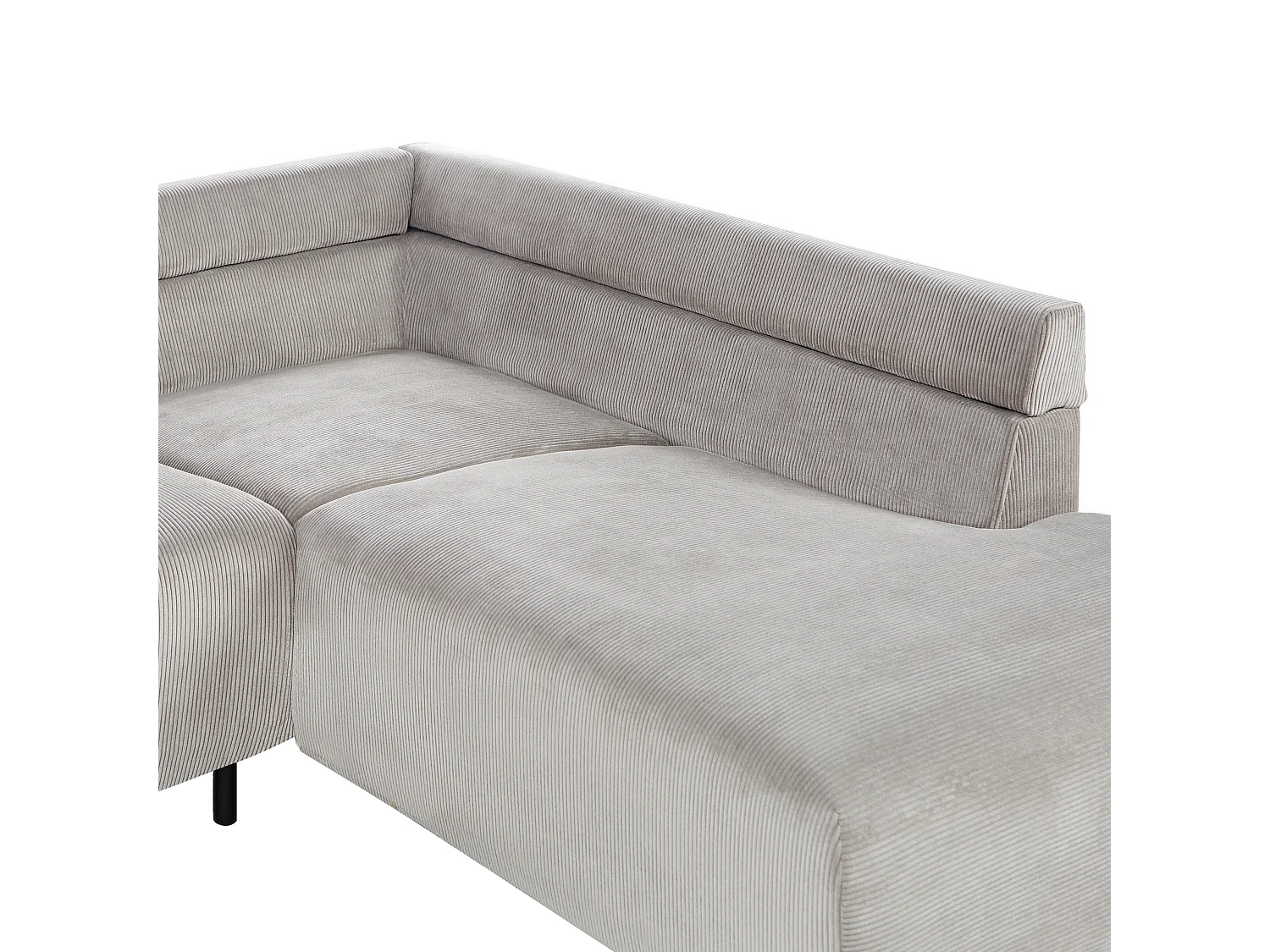 Canapé d'Angle à Gauche Moderne en Velours Côtelé Coussins en Tissu Pieds en Métal Gris Clair Lunner