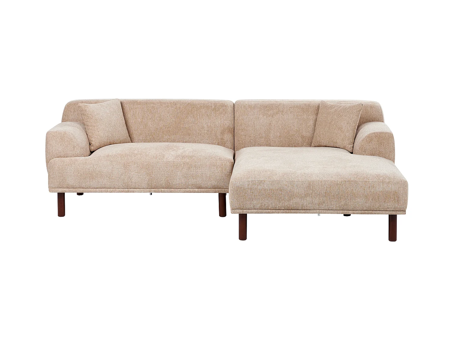 Canapé d'Angle à droite Minimaliste en Forme de L Tissu Hydrofuge Beige Holt