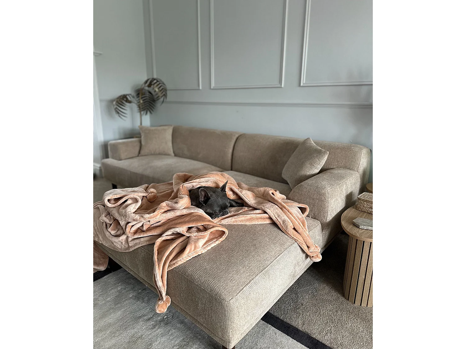 Divano angolare HOLT Tessuto Beige 3 posti Lato Sinistro
