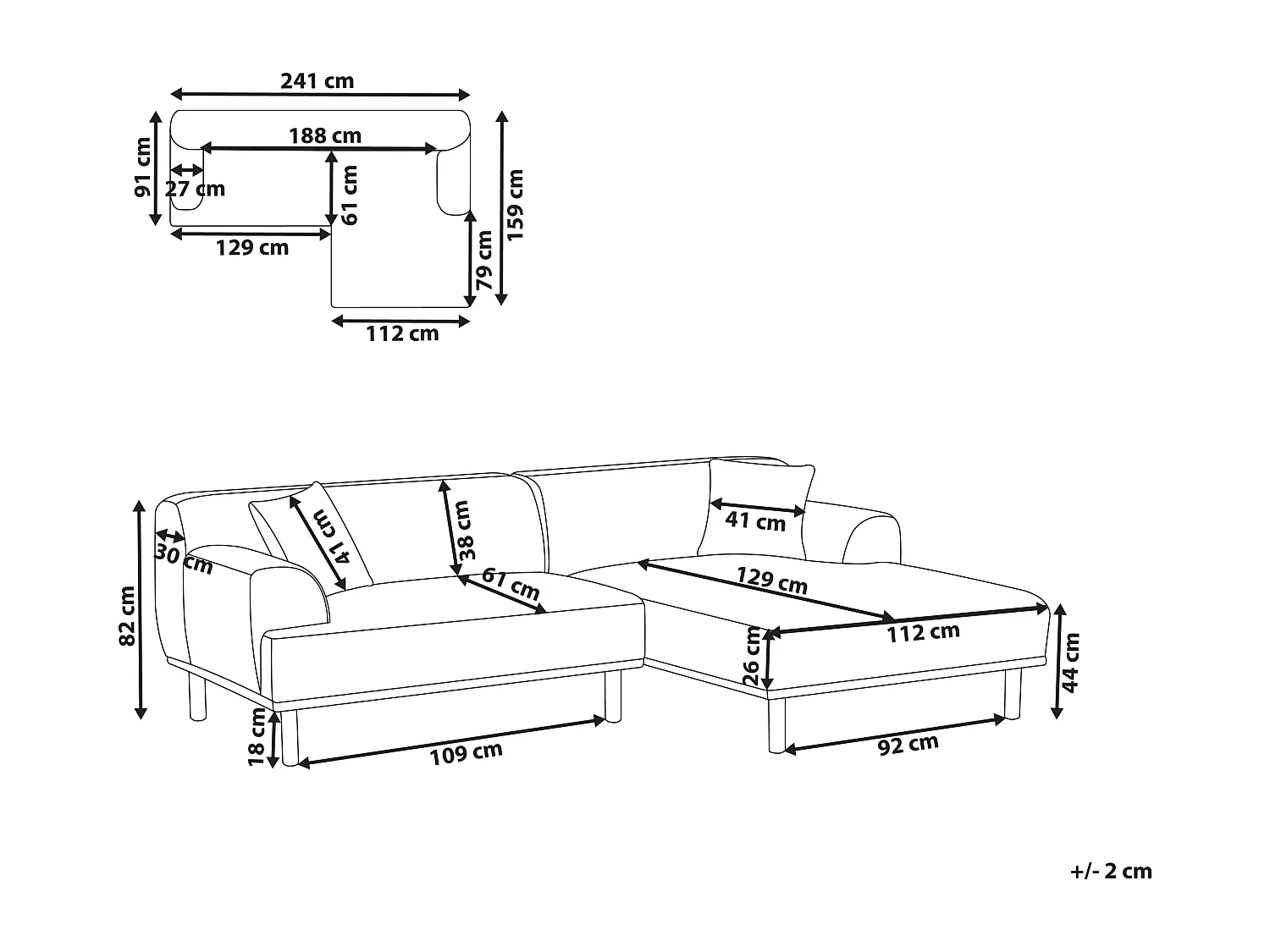 Ecksofa HOLT Stoff Beige 3-Sitzer linksseitig