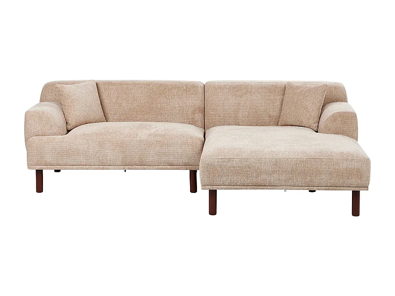 Canapé d'Angle à droite Minimaliste en Forme de L Tissu Hydrofuge Beige Holt