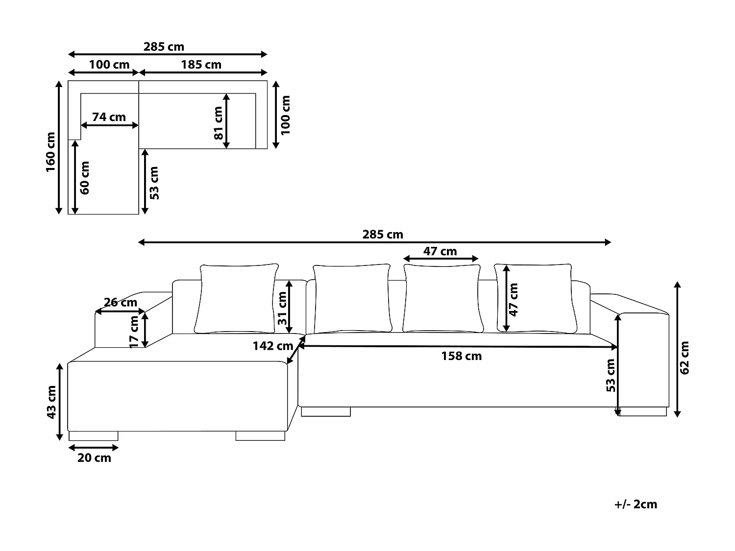 4-Sitzer Ecksofa L-Form Cord grün mit Chaiselongue rechts modern Lungo