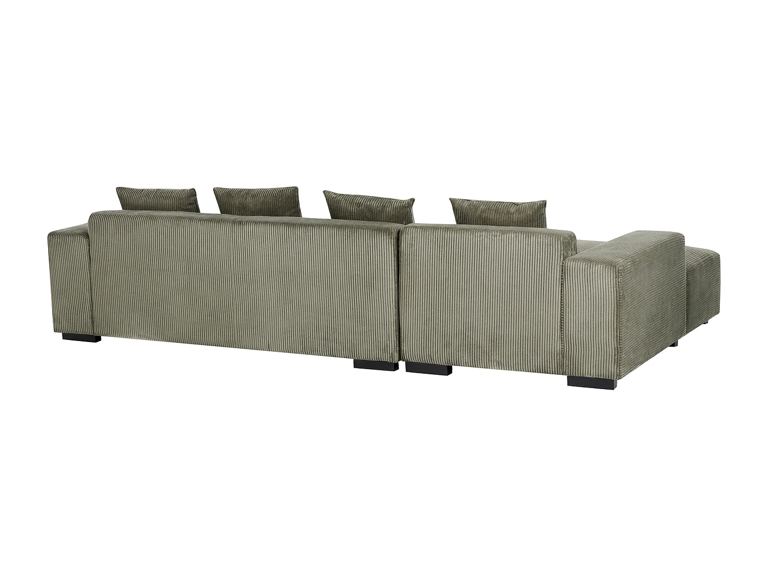 4-Sitzer Ecksofa L-Form Cord grün mit Chaiselongue rechts modern Lungo