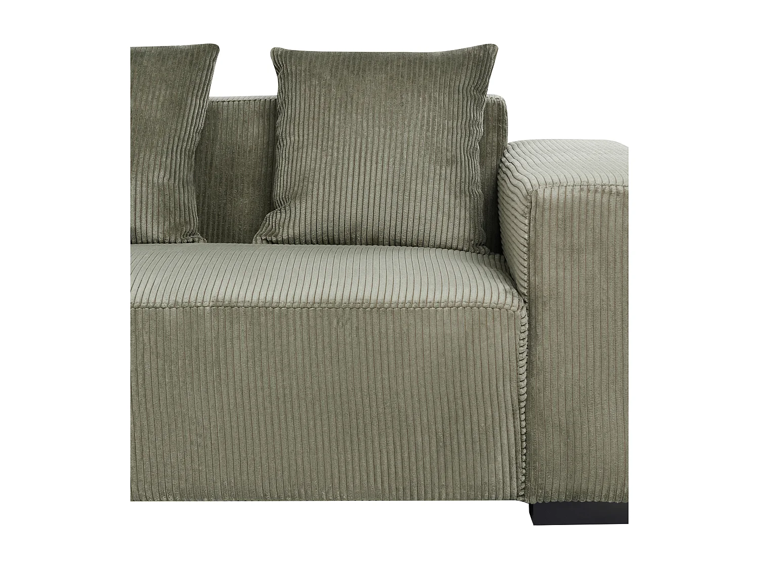 4-Sitzer Ecksofa L-Form Cord grün mit Chaiselongue rechts modern Lungo
