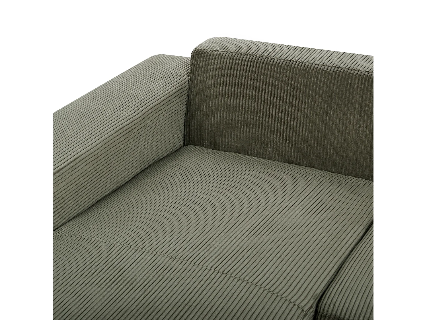 4-Sitzer Ecksofa L-Form Cord grün mit Chaiselongue rechts modern Lungo