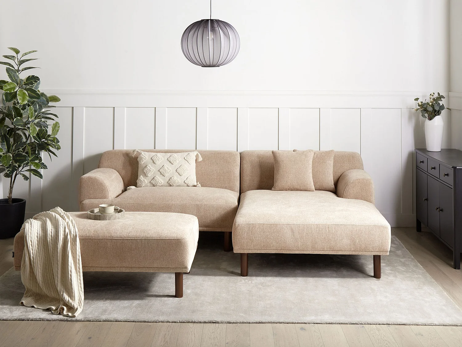 Ecksofa HOLT Stoff Beige 3-Sitzer linksseitig