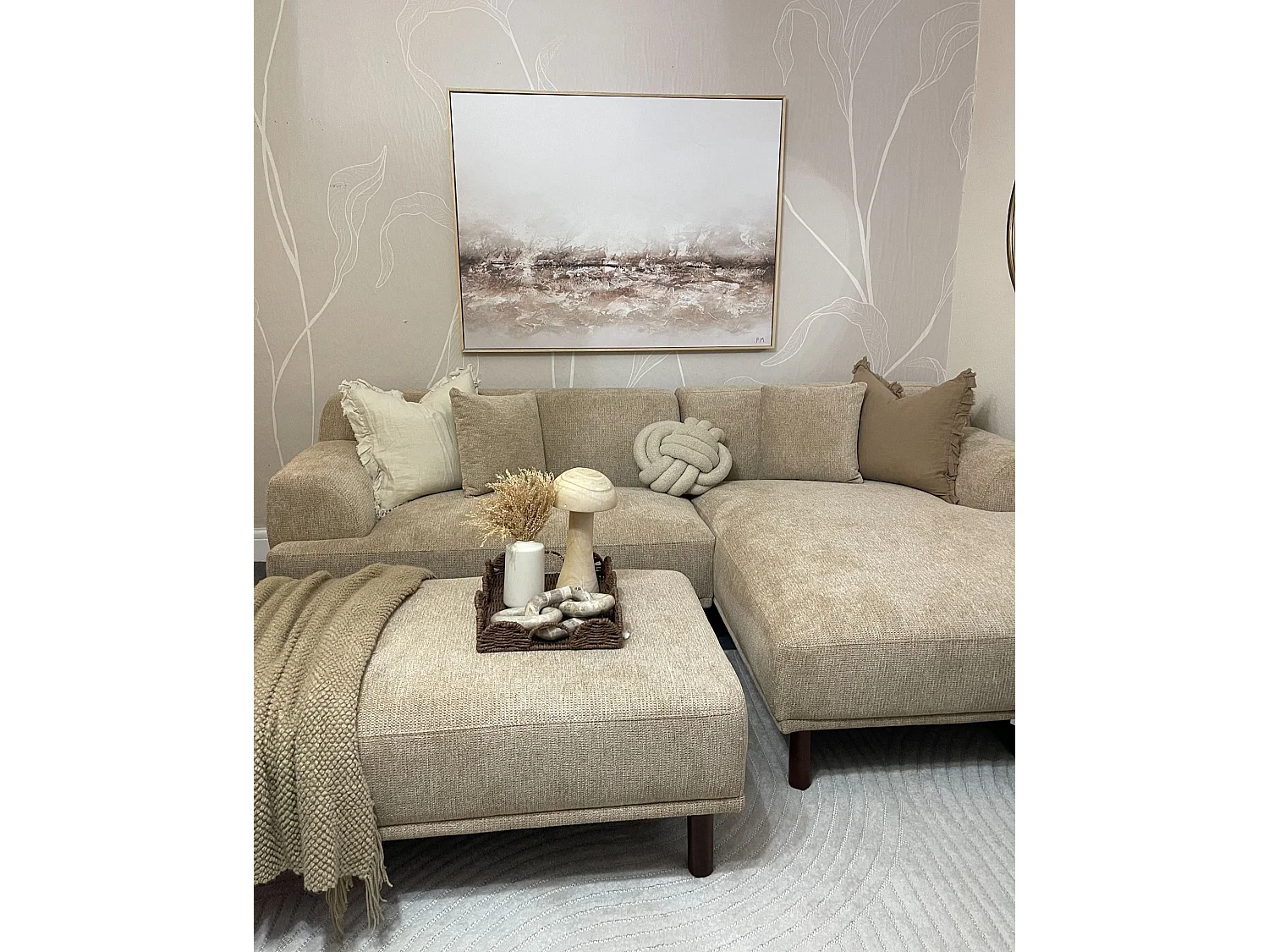 Divano angolare HOLT Tessuto Beige 3 posti Lato Sinistro