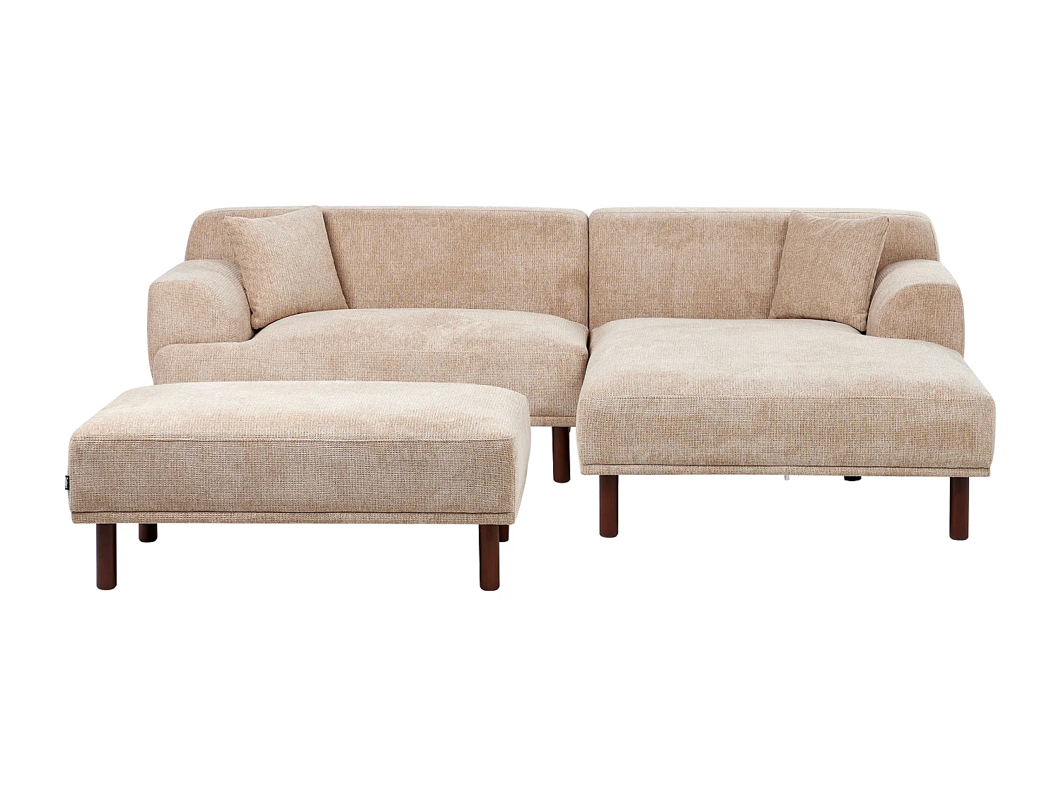 Canapé d'Angle à Gauche Minimaliste avec Ottoman Pouf en Tissu Beige Holt