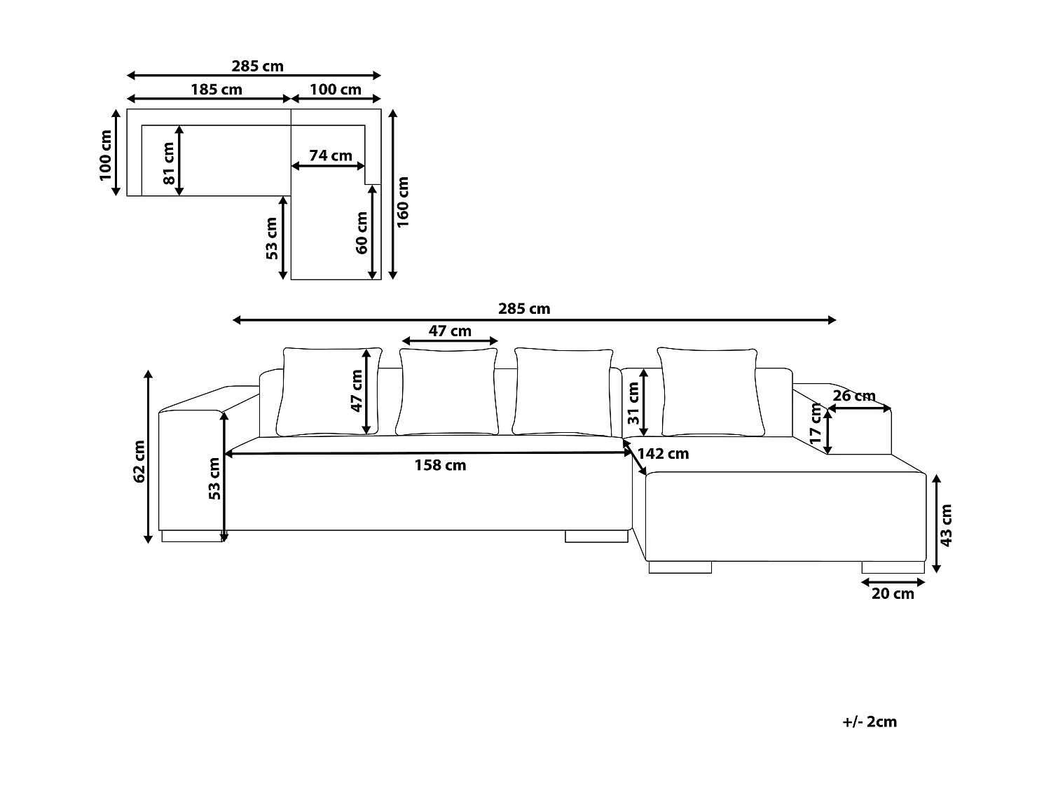 4-Sitzer Ecksofa L-Form Cord grün mit Chaiselongue links modern Lungo