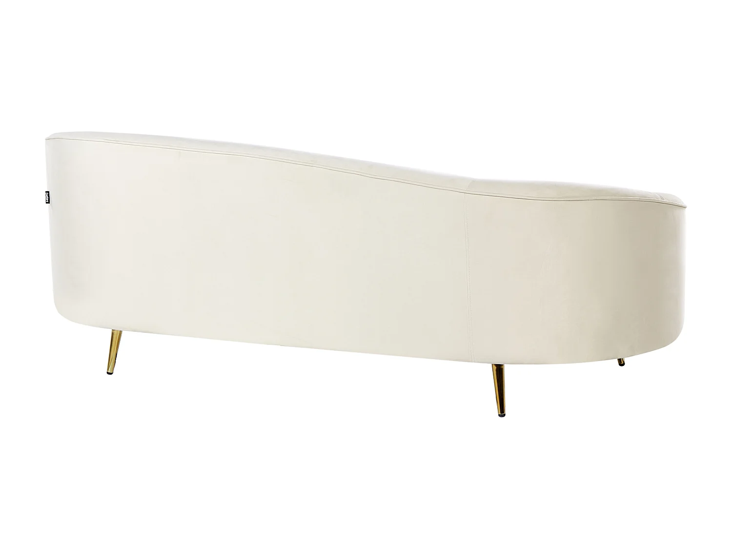 3er Sofa Samt beige gebogen oval mit schwarzen Metallbeinen Retro Glamourös Savar