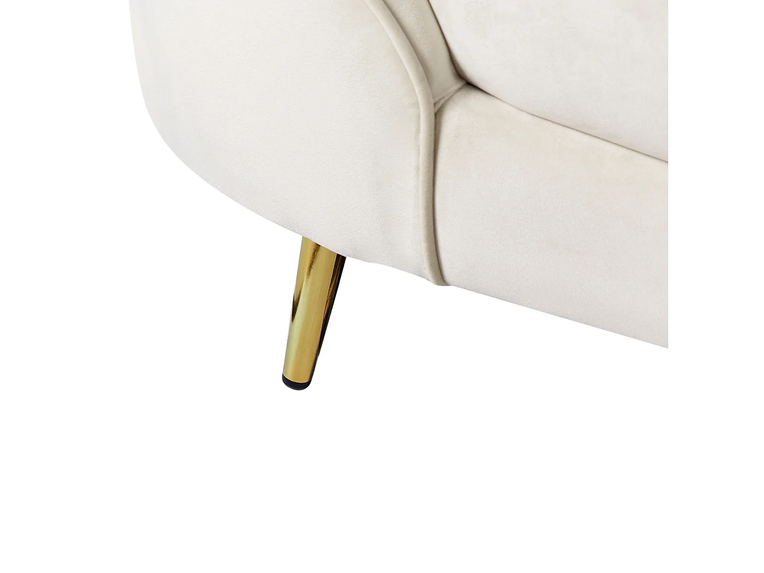 3er Sofa Samt beige gebogen oval mit schwarzen Metallbeinen Retro Glamourös Savar