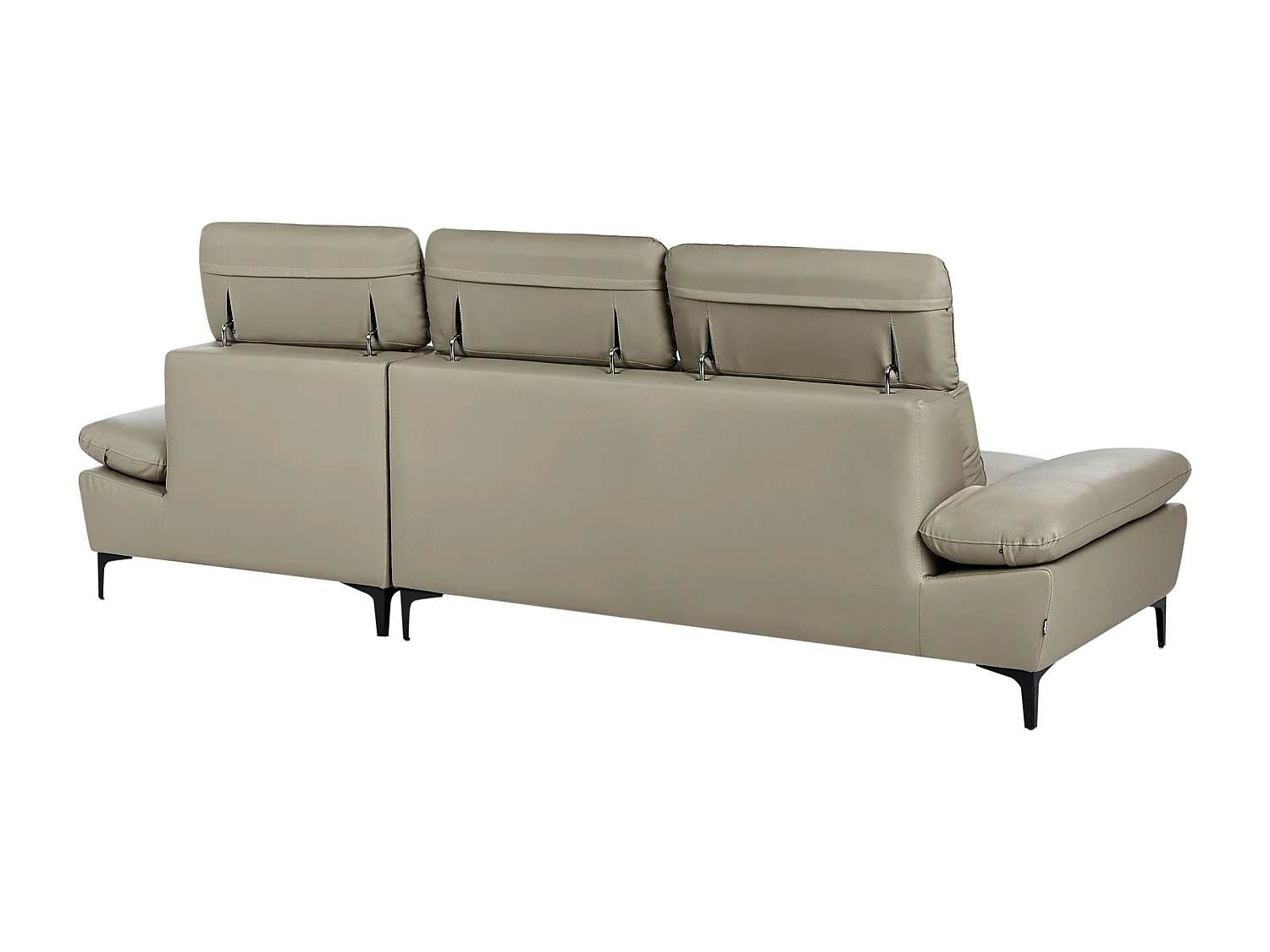 Canapé d'Angle à droite Moderne en Cuir Réglable au Niveau des Appuis-Tête et Accoudoirs 4 Places Gris Clair Taupe Farila