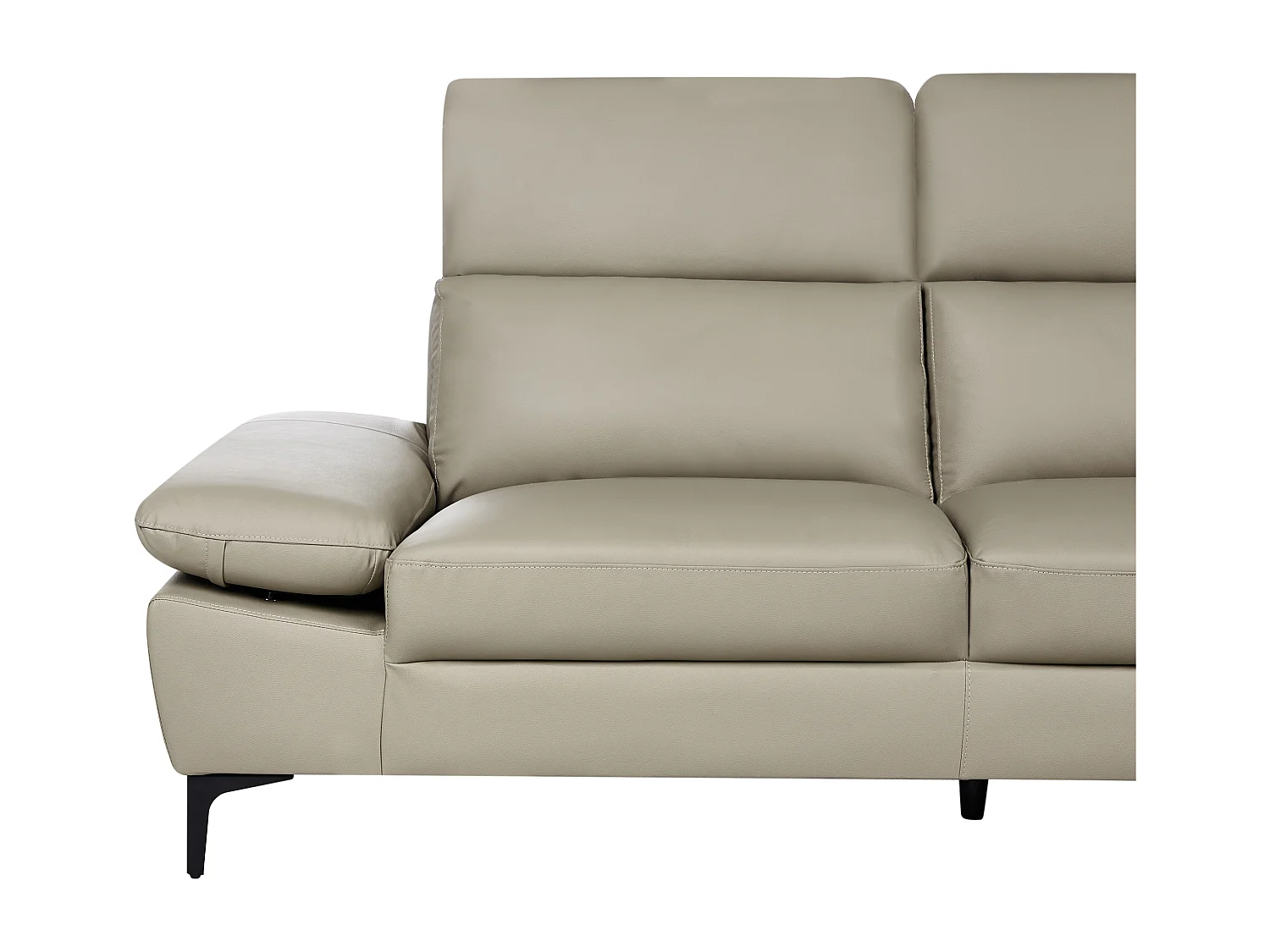 Canapé d'Angle à droite Moderne en Cuir Réglable au Niveau des Appuis-Tête et Accoudoirs 4 Places Gris Clair Taupe Farila