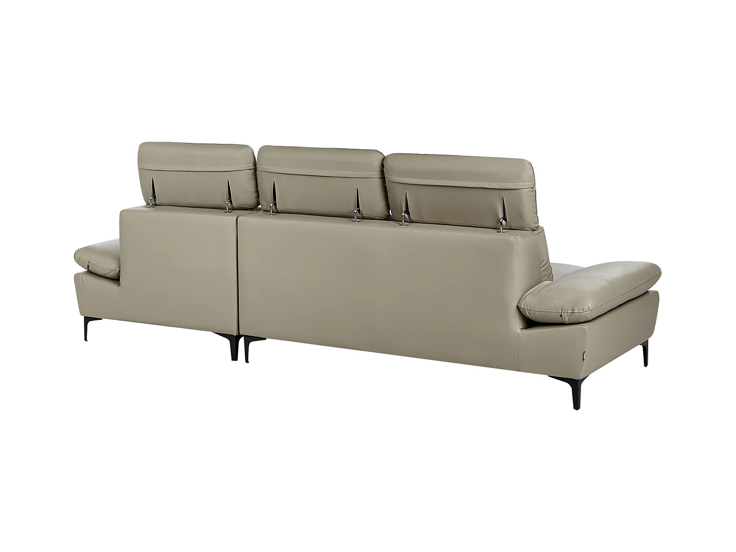 Canapé d'Angle à droite Moderne en Cuir Réglable au Niveau des Appuis-Tête et Accoudoirs 4 Places Gris Clair Taupe Farila
