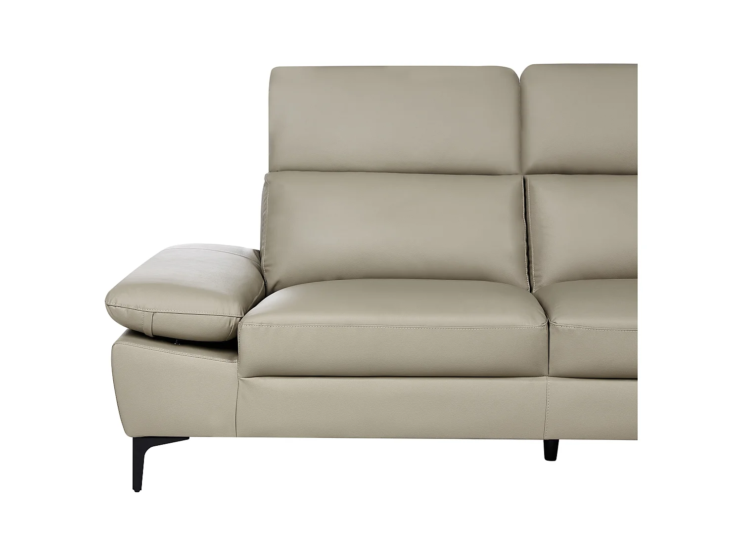 Canapé d'Angle à droite Moderne en Cuir Réglable au Niveau des Appuis-Tête et Accoudoirs 4 Places Gris Clair Taupe Farila