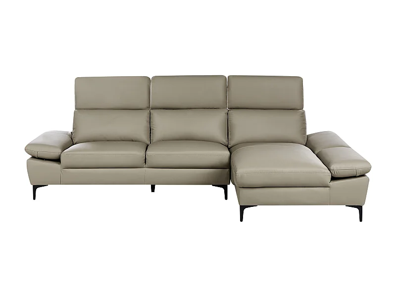 Ecksofa FARILA Echtleder Taupe verstellbar 4-Sitzer linksseitig