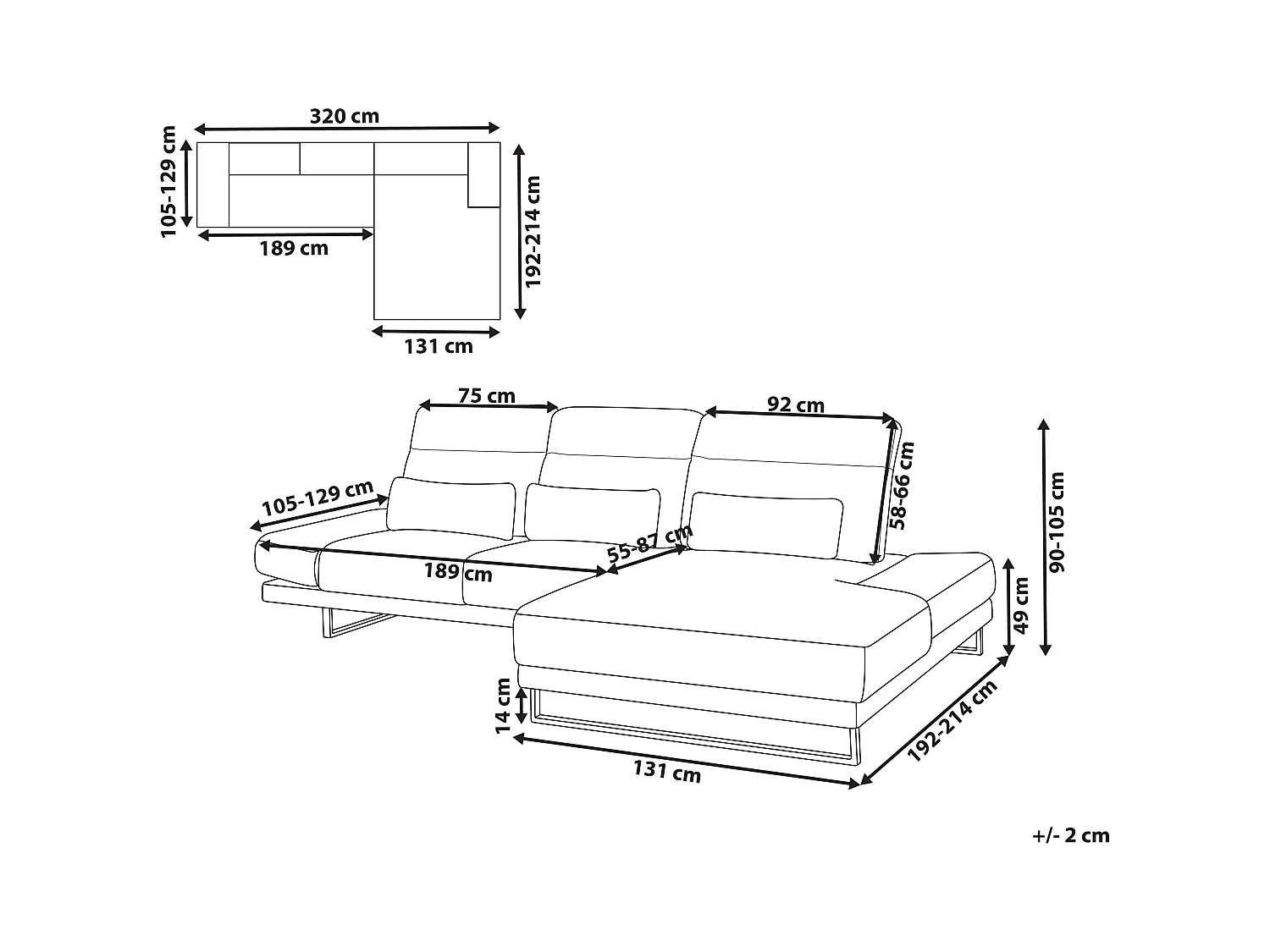 Ecksofa IKAST Stoff Hellbeige 4-Sitzer linksseitig