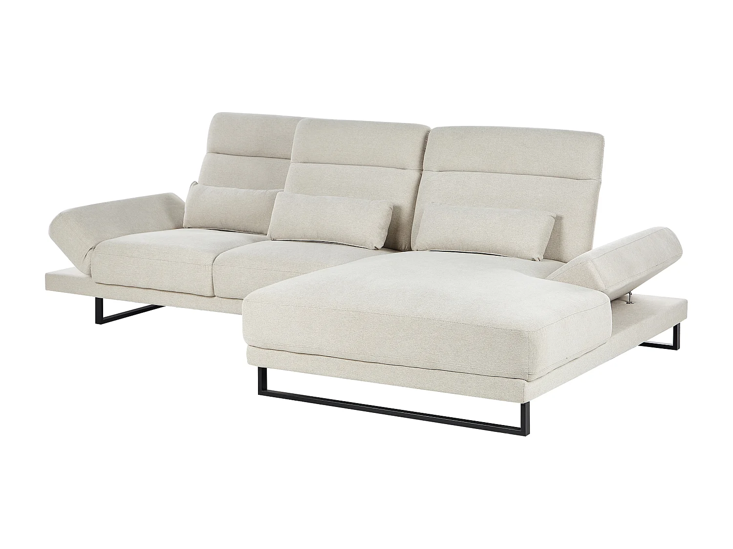 Divano angolare IKAST Tessuto Beige chiaro 4 posti Lato Sinistro