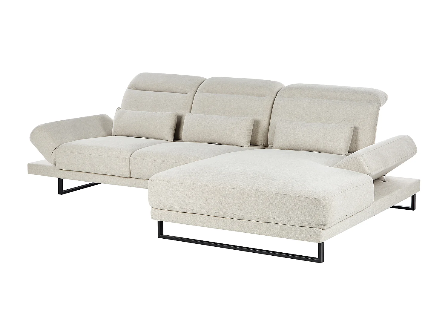 Divano angolare IKAST Tessuto Beige chiaro 4 posti Lato Sinistro