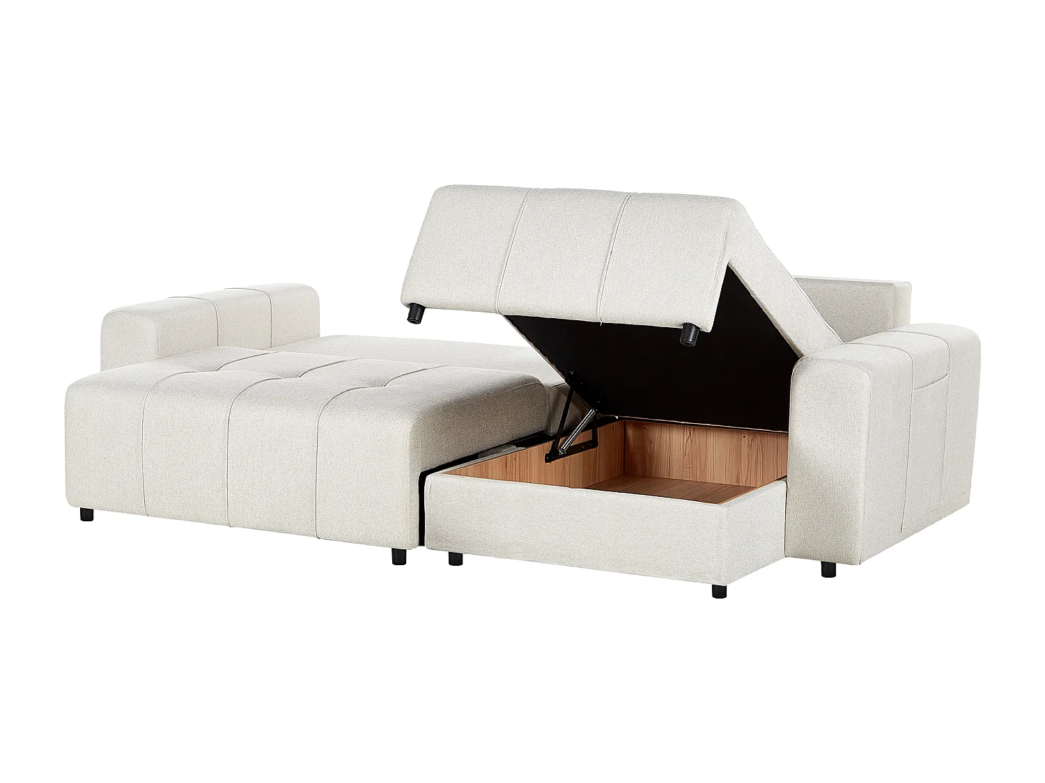 Canapé-lit d'angle 3 places INNVIK Tissu Beige clair Côté droite