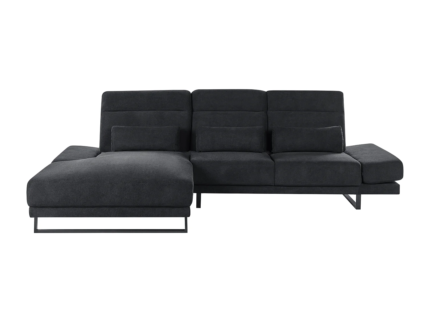 Ecksofa IKAST Stoff Schwarz 4-Sitzer rechtsseitig