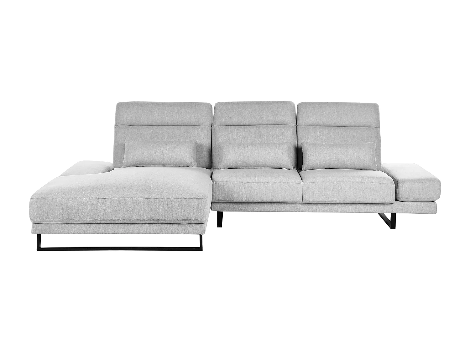 Canapé d'Angle à gauche en Tissu Rembourré Pieds en Acier Accoudoirs et Dossier Réglables Meuble de Salon Gris Clair Ikast