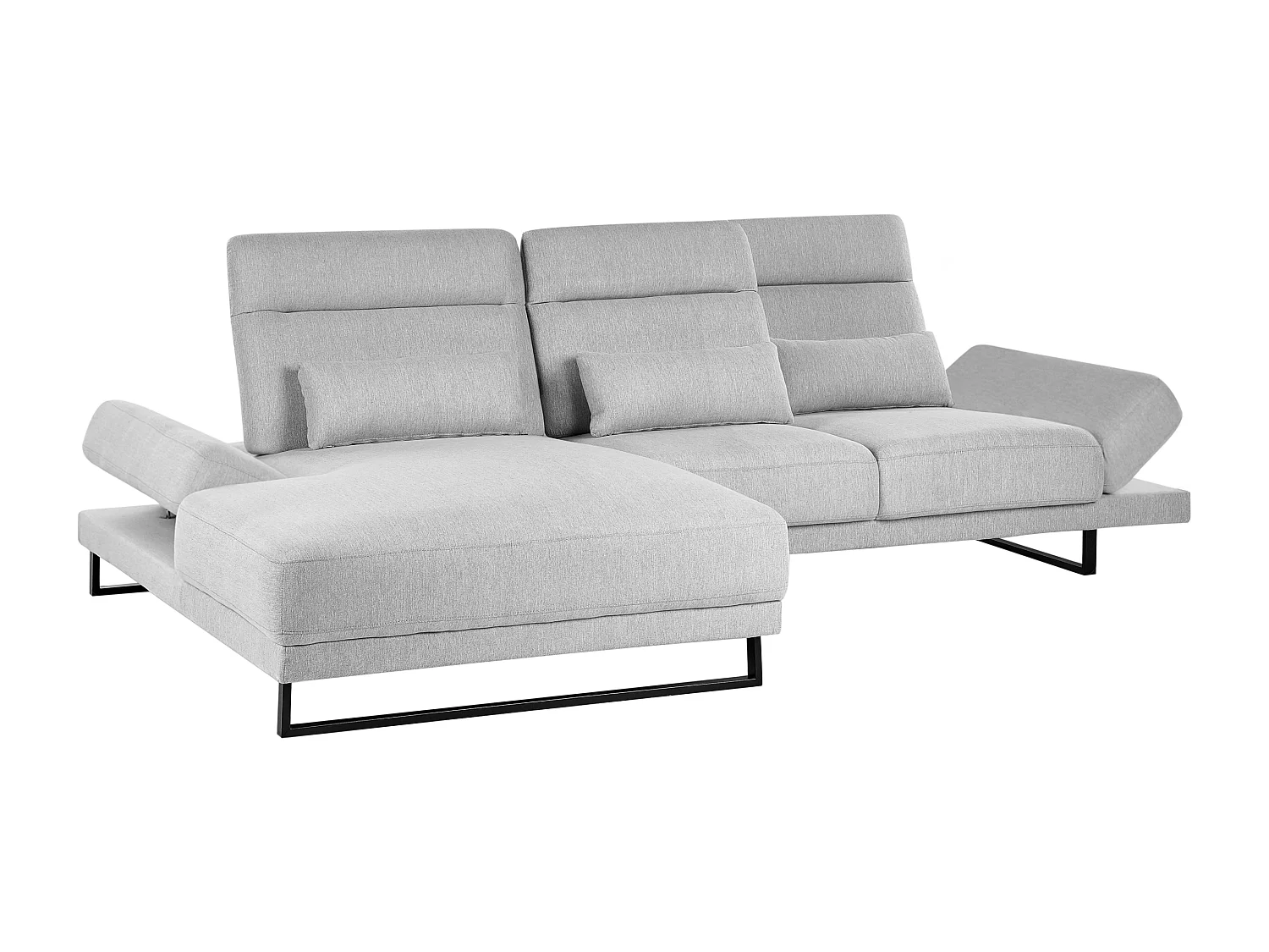 Canapé d'Angle à gauche en Tissu Rembourré Pieds en Acier Accoudoirs et Dossier Réglables Meuble de Salon Gris Clair Ikast